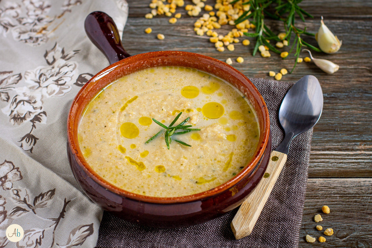 Crema di cicerchia, olio e rosmarino