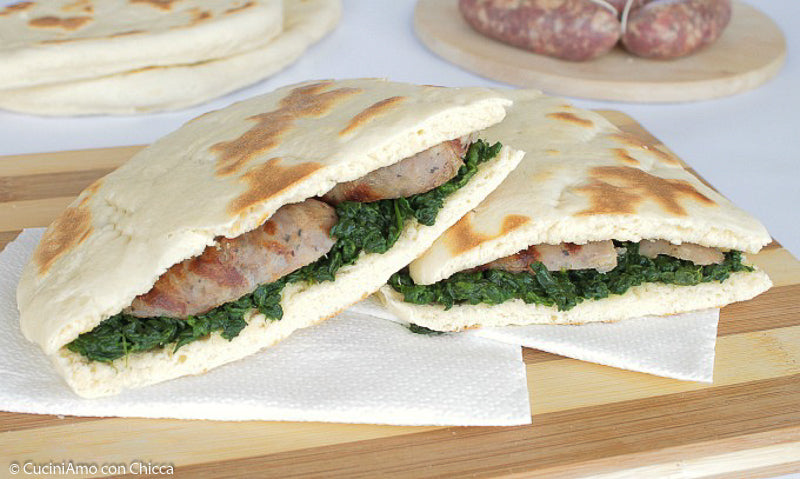 Torta al testo con verdure ripassate